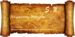 Styaszny Mátyás névjegykártya